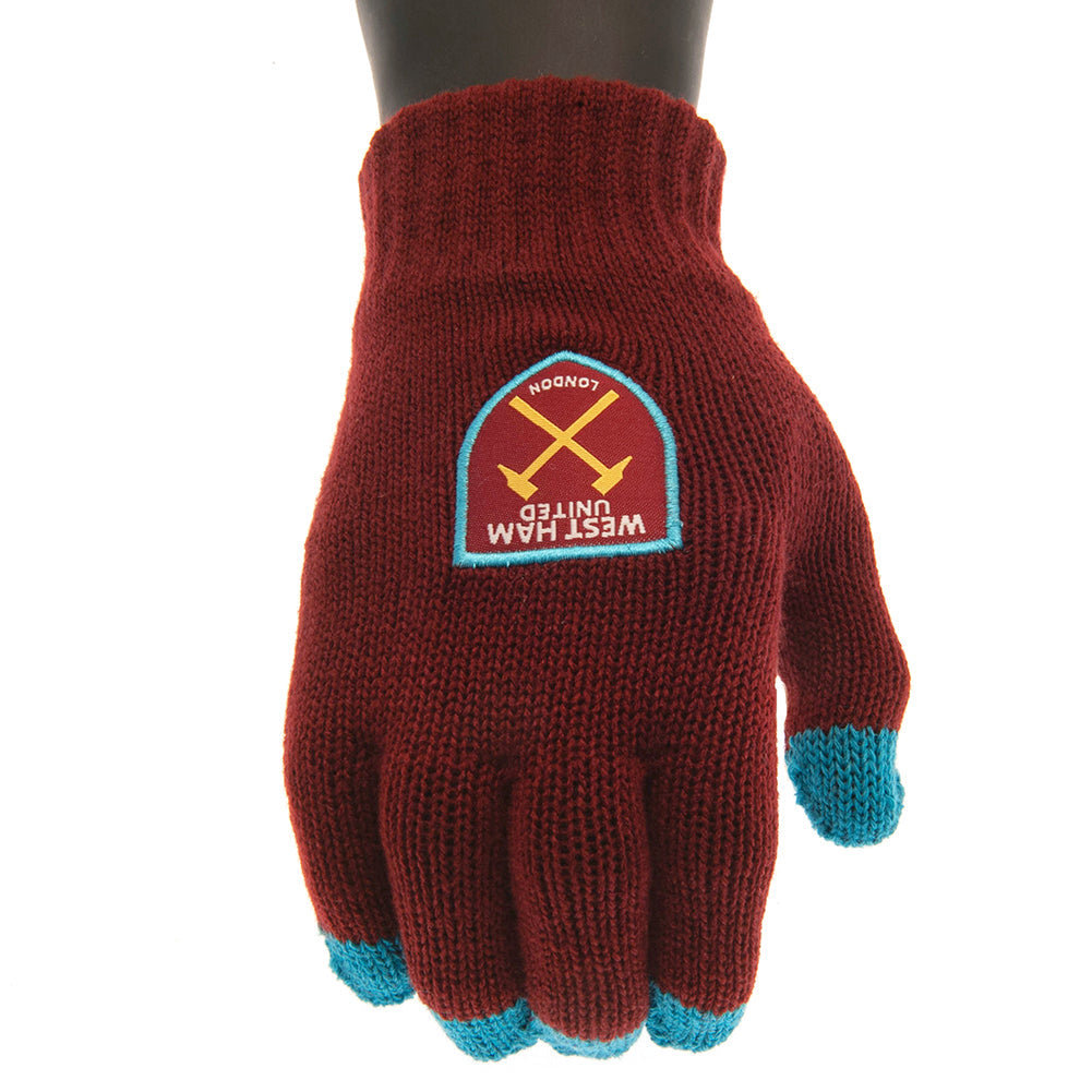 West Ham United FC Touchscreen Knitted Gloves Adults - Shop Gloves At Gift Moments - 2