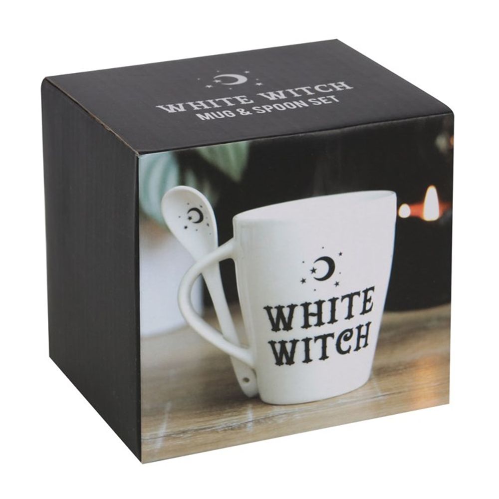 White Witch Mug and Spoon Set: 5 - Mugs By Gift Moments