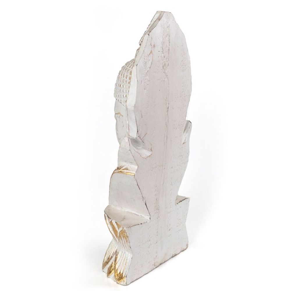Whitewash Albasia Wood Thai Buddha: 3 - Ornaments By Gift Moments
