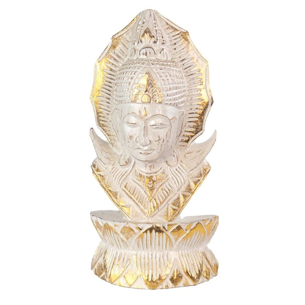 Whitewash Albasia Wood Thai Buddha: 1 - Ornaments By Gift Moments