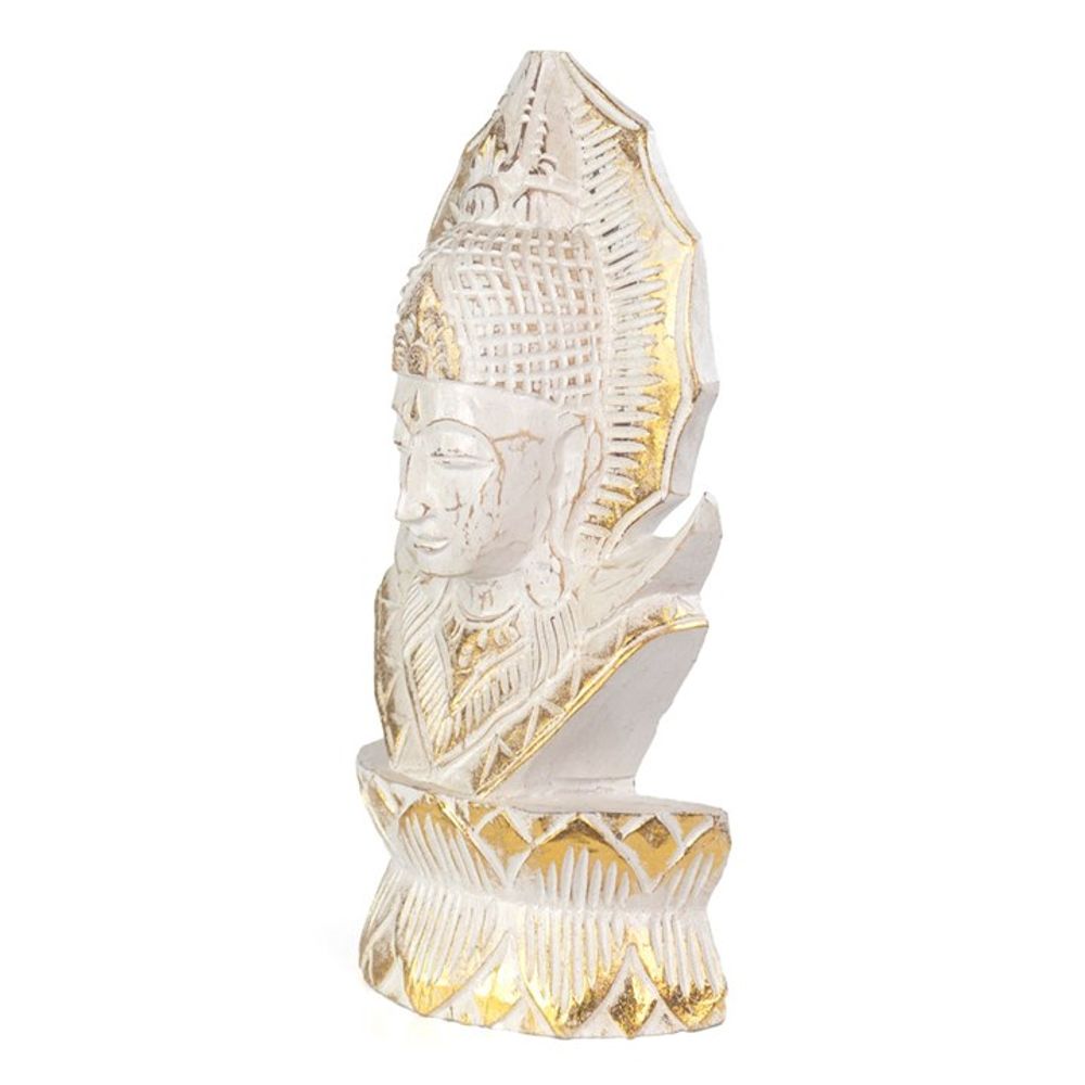 Whitewash Albasia Wood Thai Buddha: 2 - Ornaments By Gift Moments