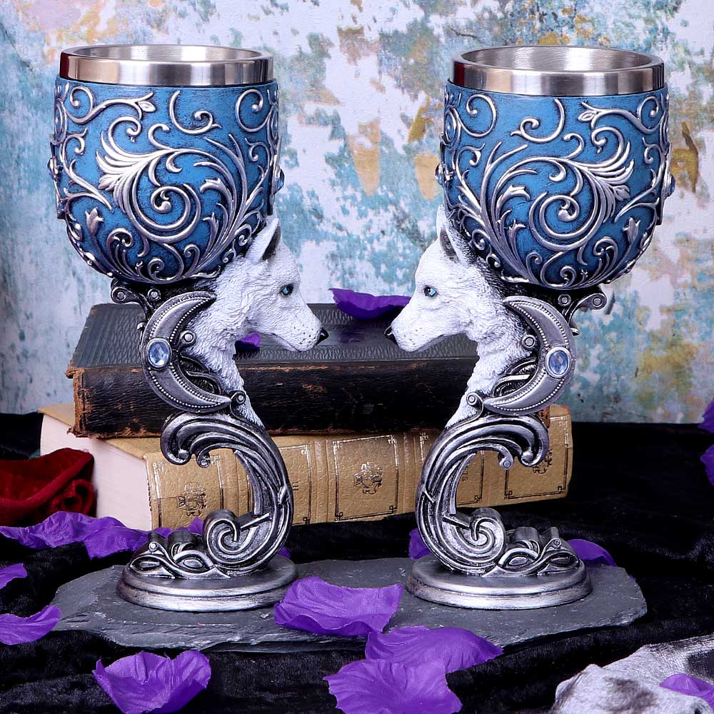 Wild at Heart Twin Wolf Heart Set of Two Goblets: 1 - Goblets & Chalices By NN Designs