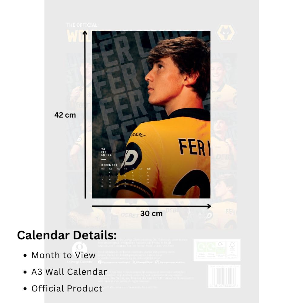 Wolverhampton Wanderers FC A3 Calendar 2026: 5 - Calendars By Wolverhampton Wanderers