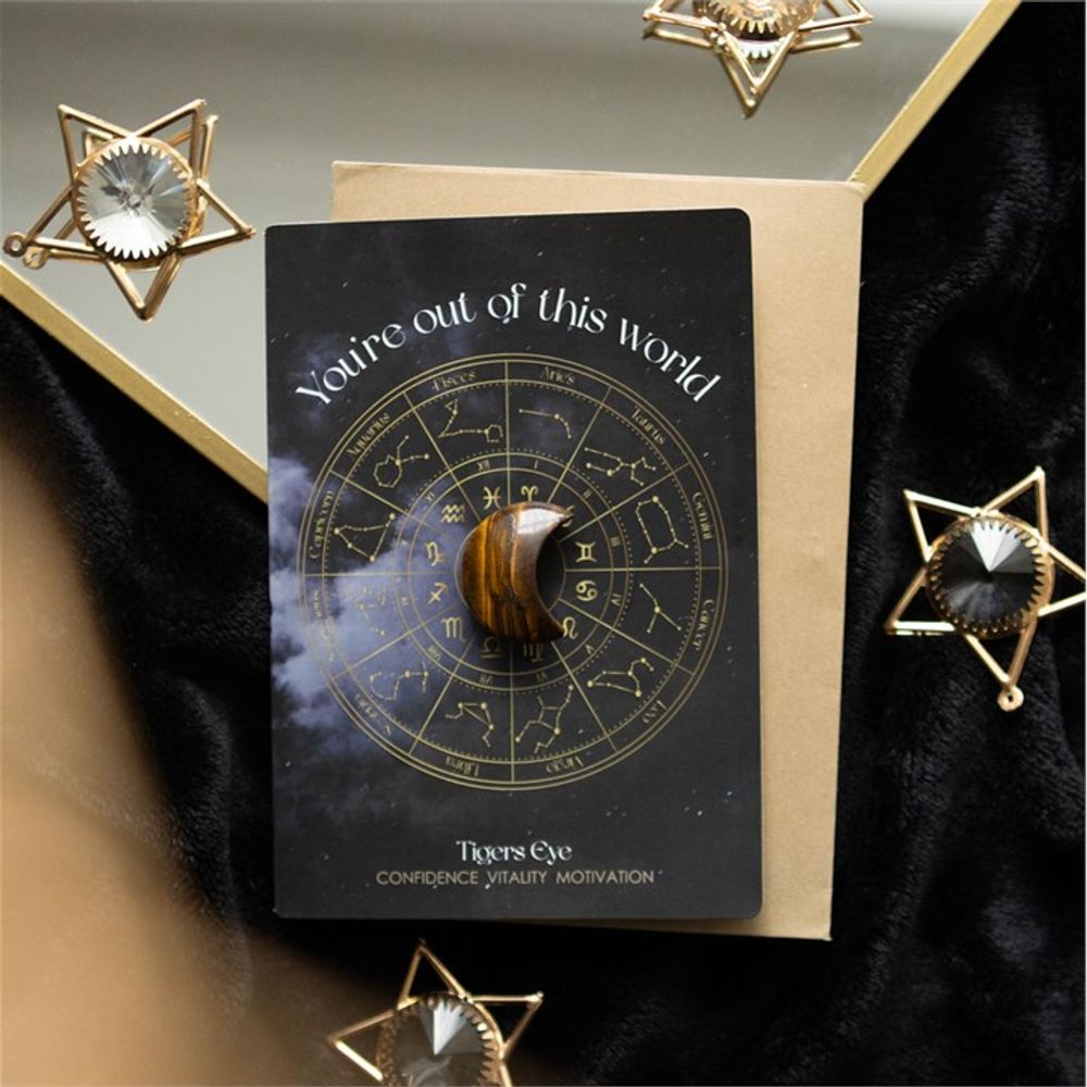 Out Of This World Tiger’s Eye Crystal Moon Greeting Card: 1 - Greeting Cards By Gift Moments