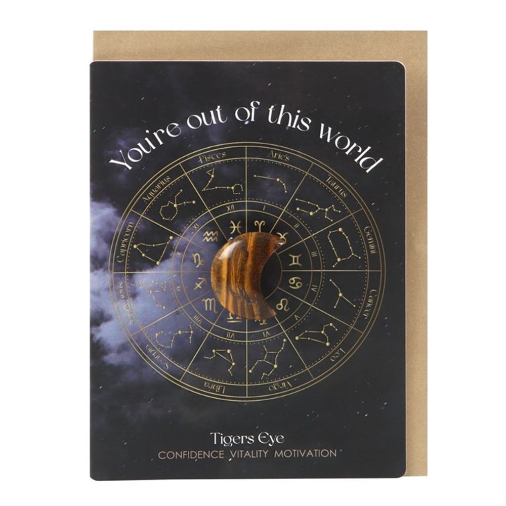 Out Of This World Tiger’s Eye Crystal Moon Greeting Card: 2 - Greeting Cards By Gift Moments