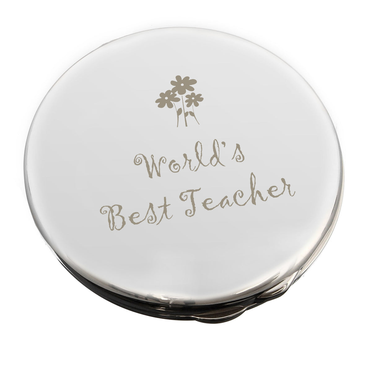 Worlds Best Teacher Round Compact Mirror - Shop Compact Mirrors At Gift Moments - 2