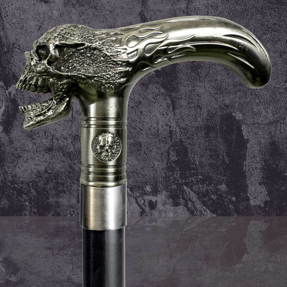 Xenocane Flamed Skull Swaggering Cane 89cm: 1 - Swaggering Canes By Gift Moments
