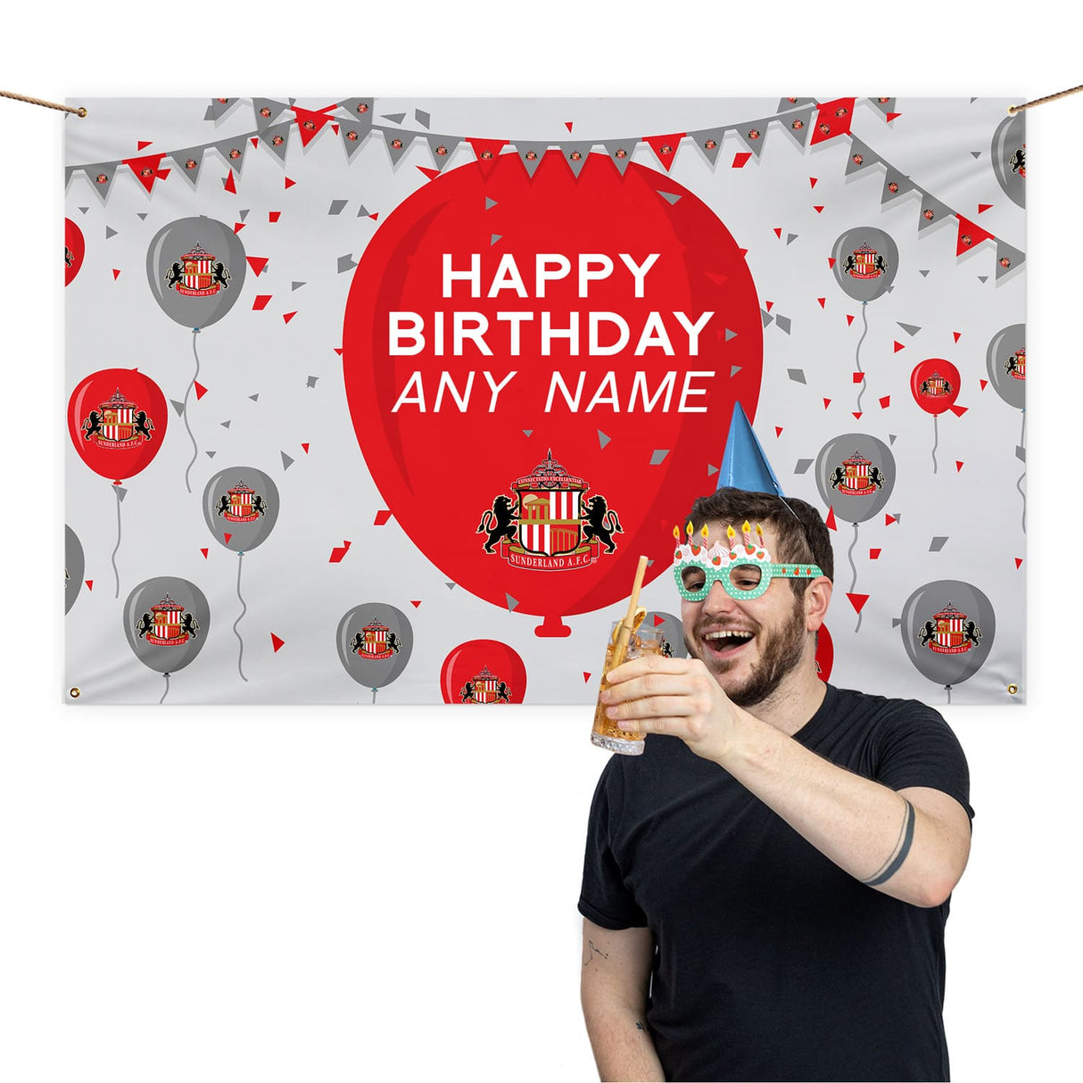 Personalised Sunderland AFC Birthday 5ft x 3ft Banner