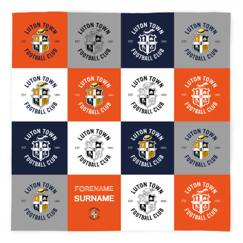 Personalised Luton Town FC Chequered Fleece Blanket