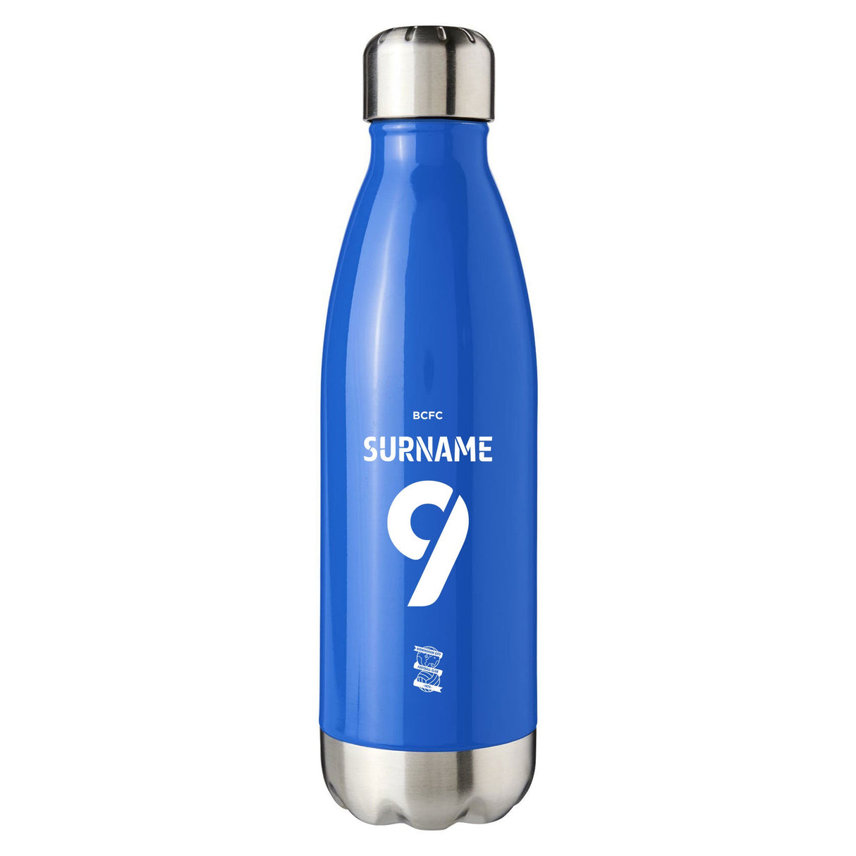 Personalised Birmingham City FC Back of Shirt Blue Insulated Water Bottle