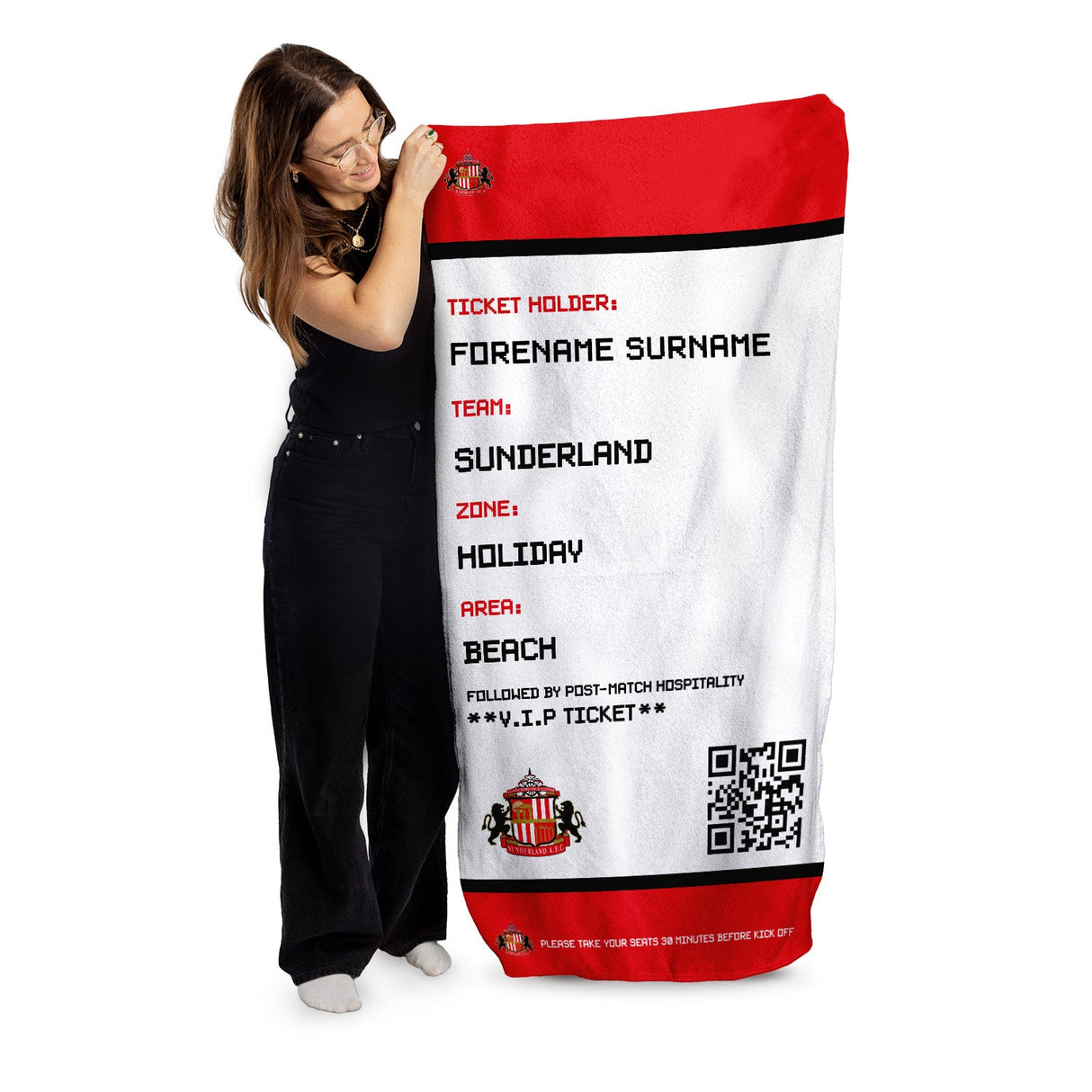 Personalised Sunderland AFC Ticket Beach Towel