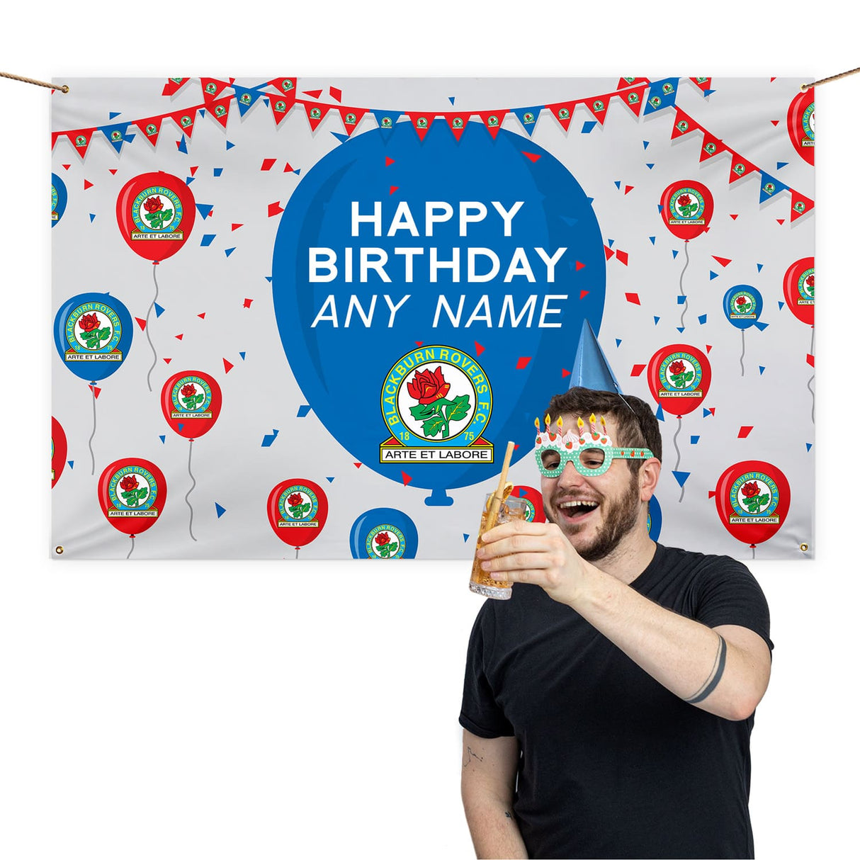Personalised Blackburn Rovers FC Birthday 5ft x 3ft Banner