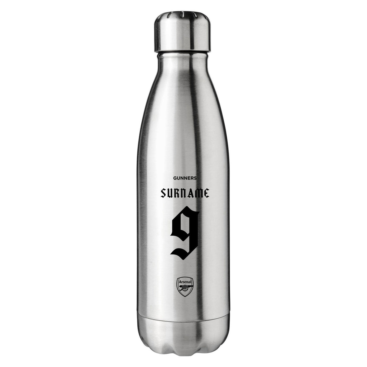 Arsenal FC Back of Shirt Silver Insulated Water Bottle - CFG