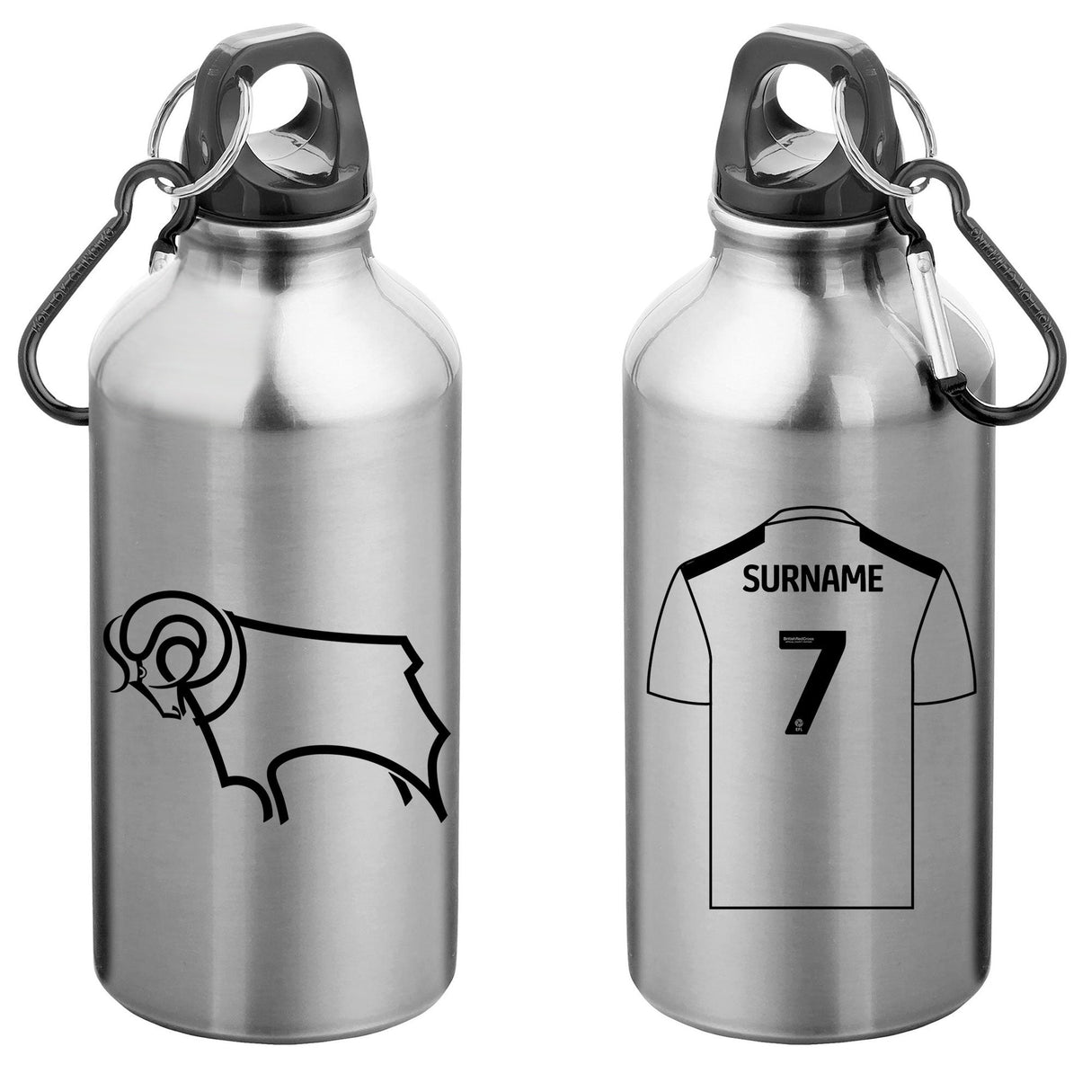 Personalised Derby County Aluminium Water Bottle