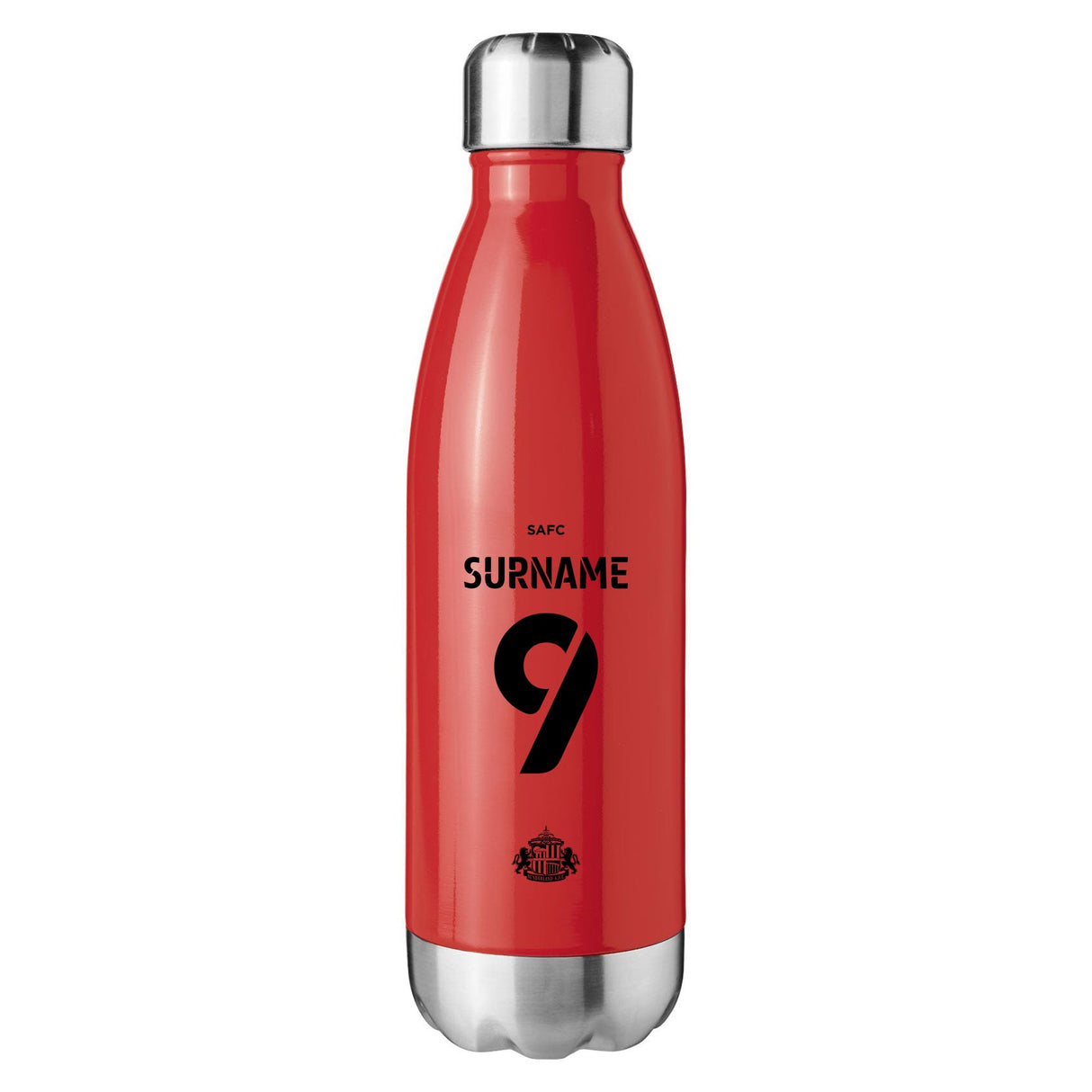 Personalised Sunderland AFC Back of Shirt Red Insulated Water Bottle