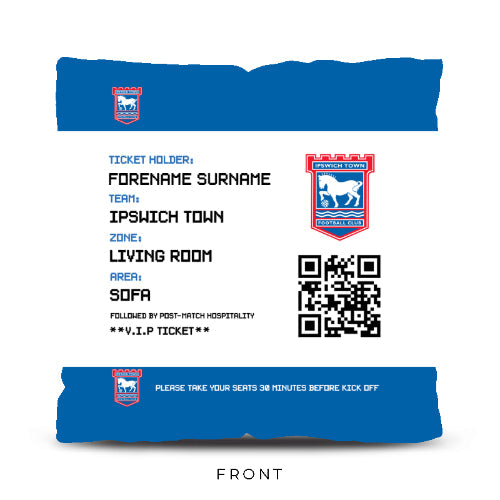 Personalised Ipswich Town Ticket 18" Cushion