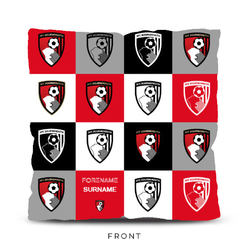 Personalised Bournemouth AFC Chequered 18" Cushion