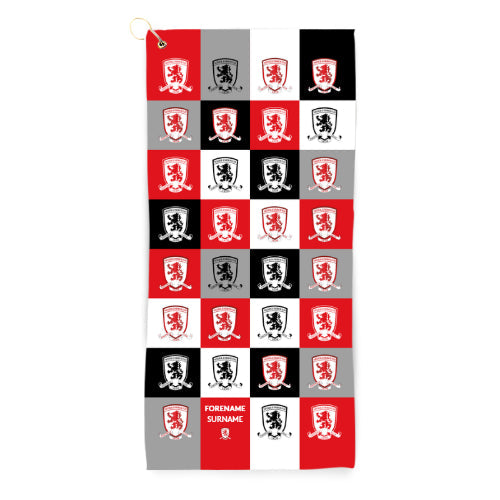 Personalised Middlesbrough FC Chequered Golf Towel