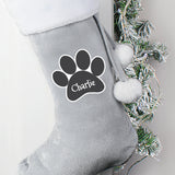 Paw Print Silver Grey Stocking - Gift Moments