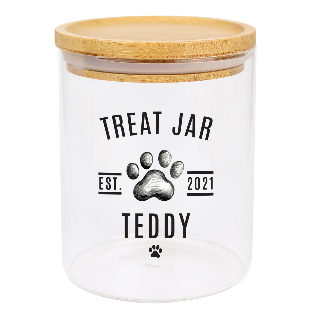 Pet Treats Glass Jar with Bamboo Lid - Gift Moments