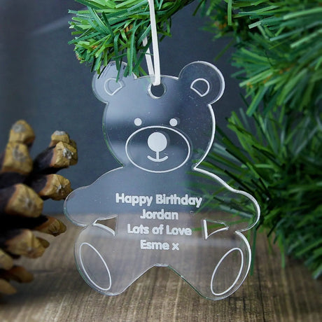 Personalised Acrylic Teddy Bear Decoration - Gift Moments