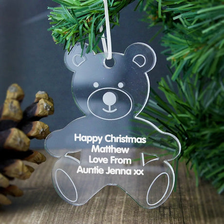 Personalised Acrylic Teddy Bear Decoration - Gift Moments