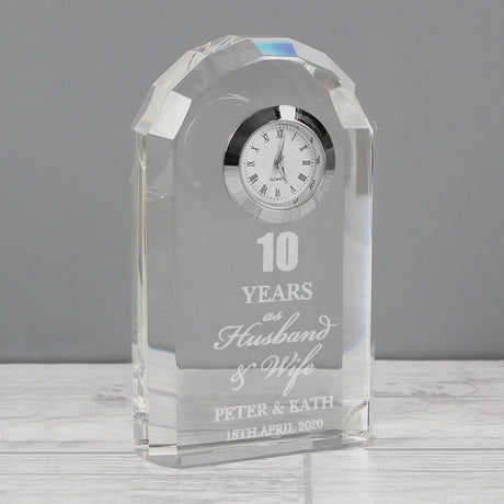 Personalised Anniversary Husband & Wife Crystal Clock - Gift Moments