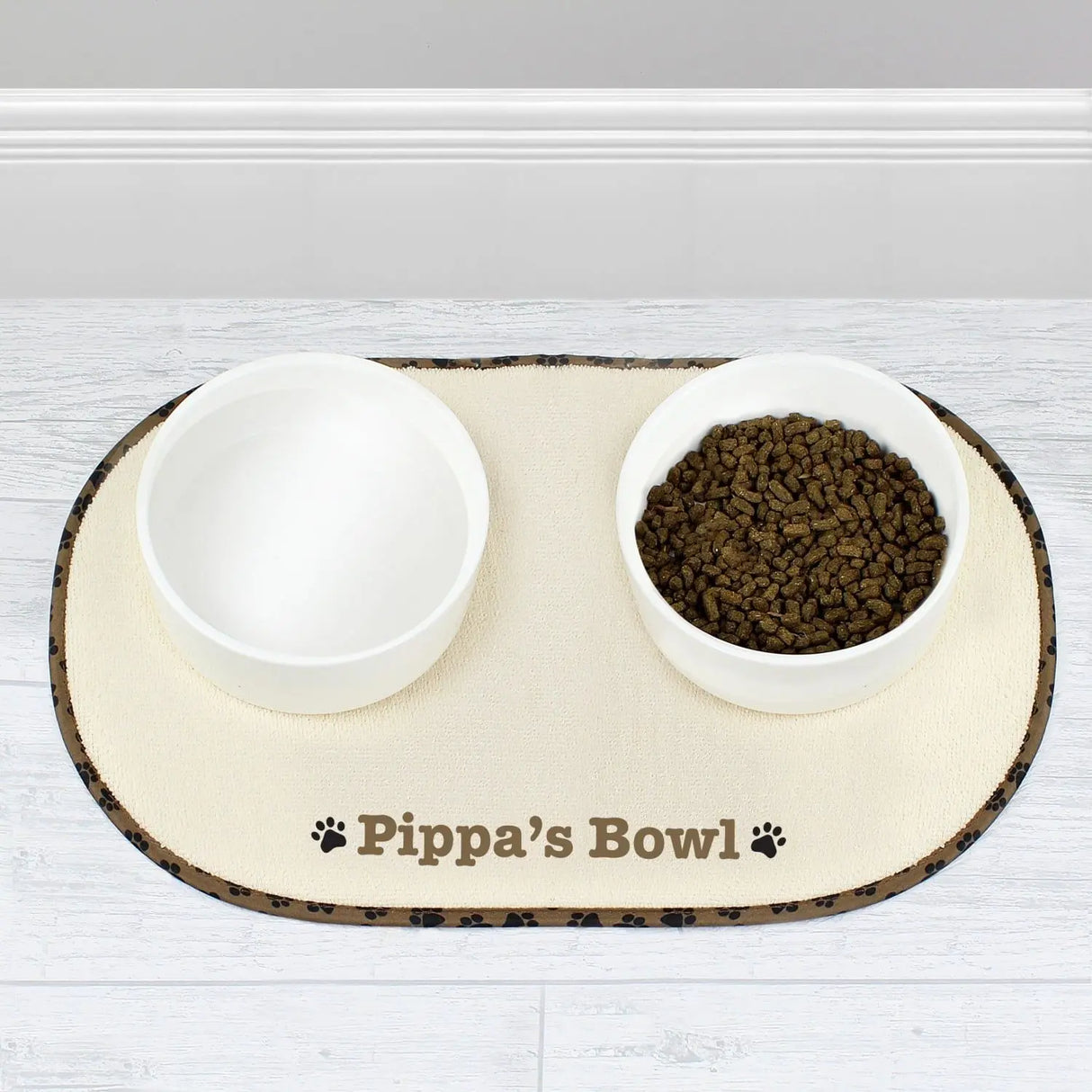 Personalised Brown Paw Print Pet Bowl Placemat - Gift Moments