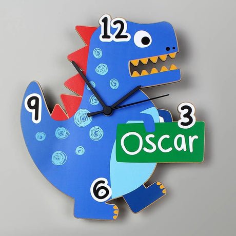 Personalised Dinosaur Shape Wooden Clock - Gift Moments