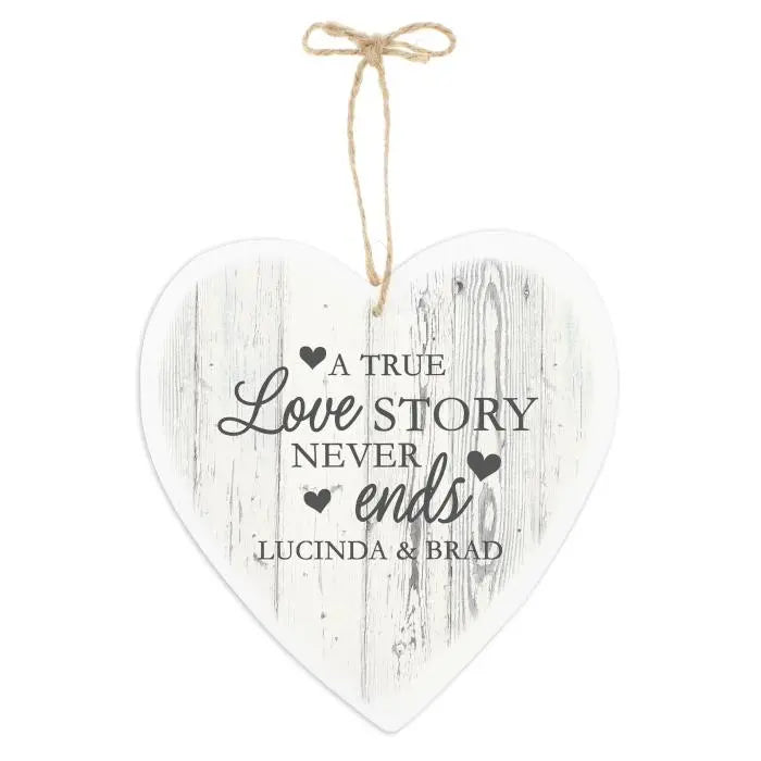 Personalised Love Story Large Wooden Heart Decoration - Gift Moments