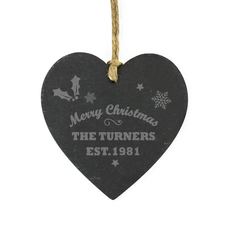 Personalised Merry Christmas Slate Heart - Gift Moments