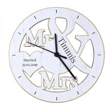 Personalised Mr & Mrs Shape Wooden Clock - Gift Moments