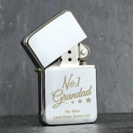 Personalised No.1 Grandad Silver Lighter - Gift Moments