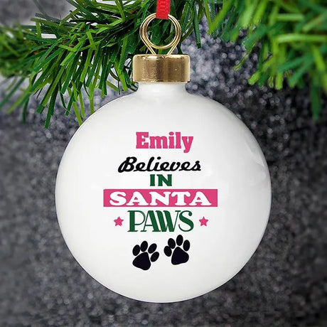 Personalised Santa Paws Pet Bauble - Gift Moments