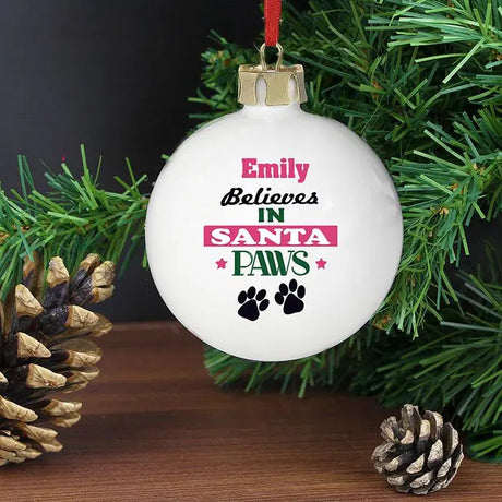 Personalised Santa Paws Pet Bauble - Gift Moments