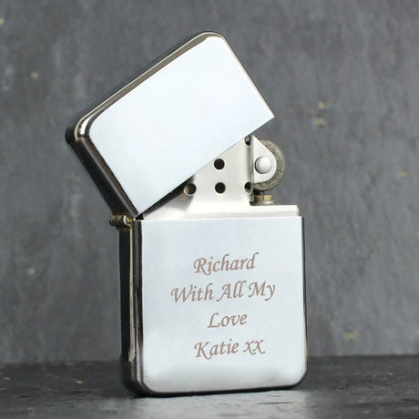 Personalised Silver Windproof Lighter - Gift Moments