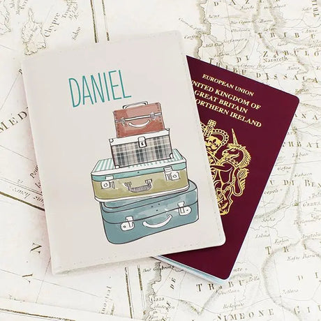 Personalised Suitcases Cream Passport Holder - Gift Moments