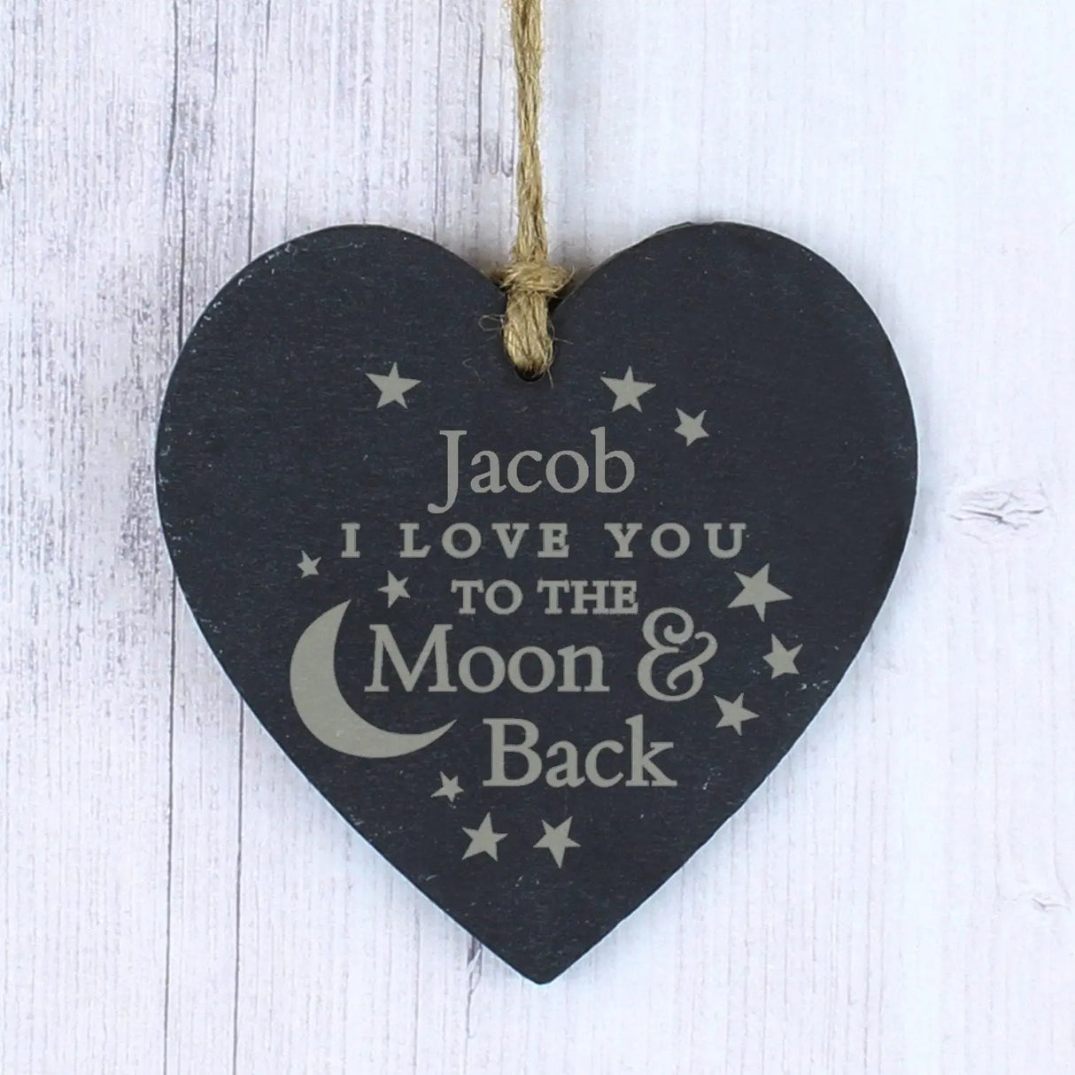 Personalised The Moon & Back Slate Heart - Gift Moments