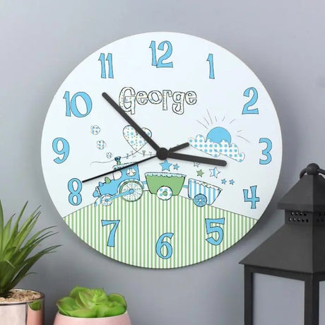 Personalised Whimsical Train Wooden Clock - Gift Moments