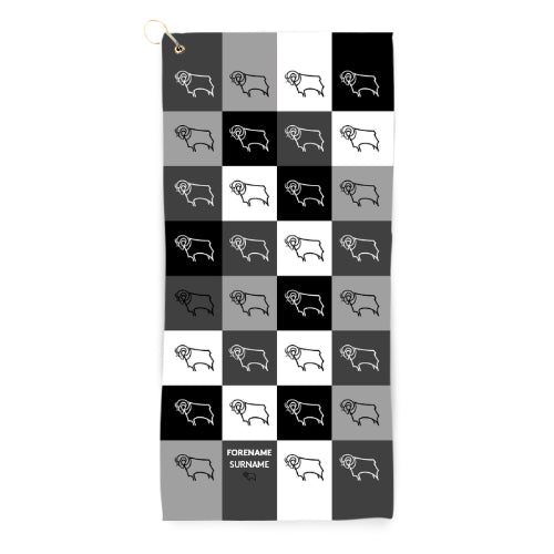 Personalised Derby County Chequered Golf Towel