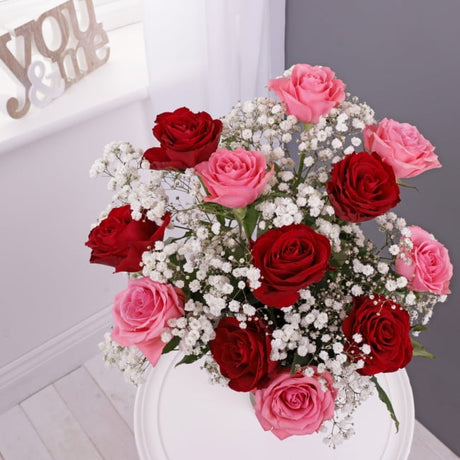 Dozen Red & Pink Roses - Gift Moments