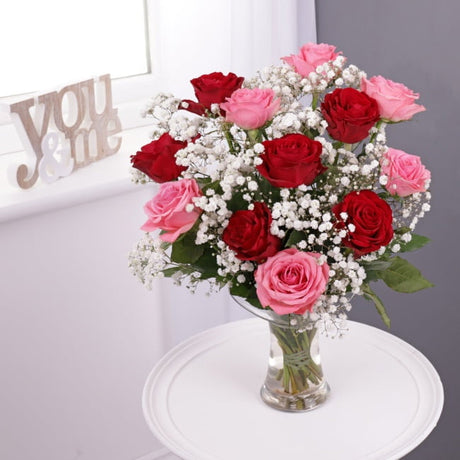 Dozen Red & Pink Roses - Gift Moments