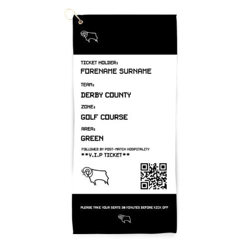 Personalised Derby County FC Ticket Golf Towel
