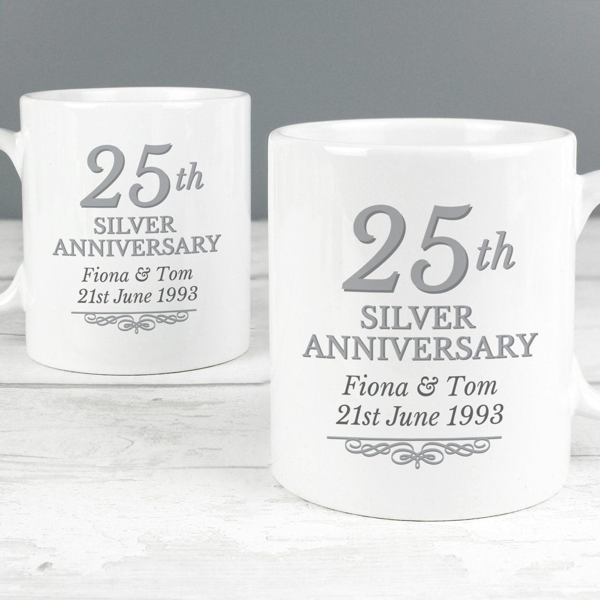 Personalised 25th Silver Anniversary Mug Set: 1 - Mugs By Gift Moments