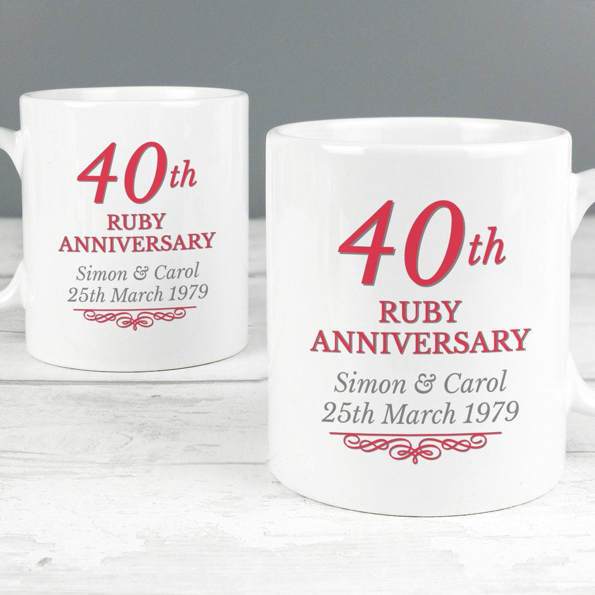 Personalised 40th Ruby Anniversary Mug Set: 1 - Mugs By Gift Moments