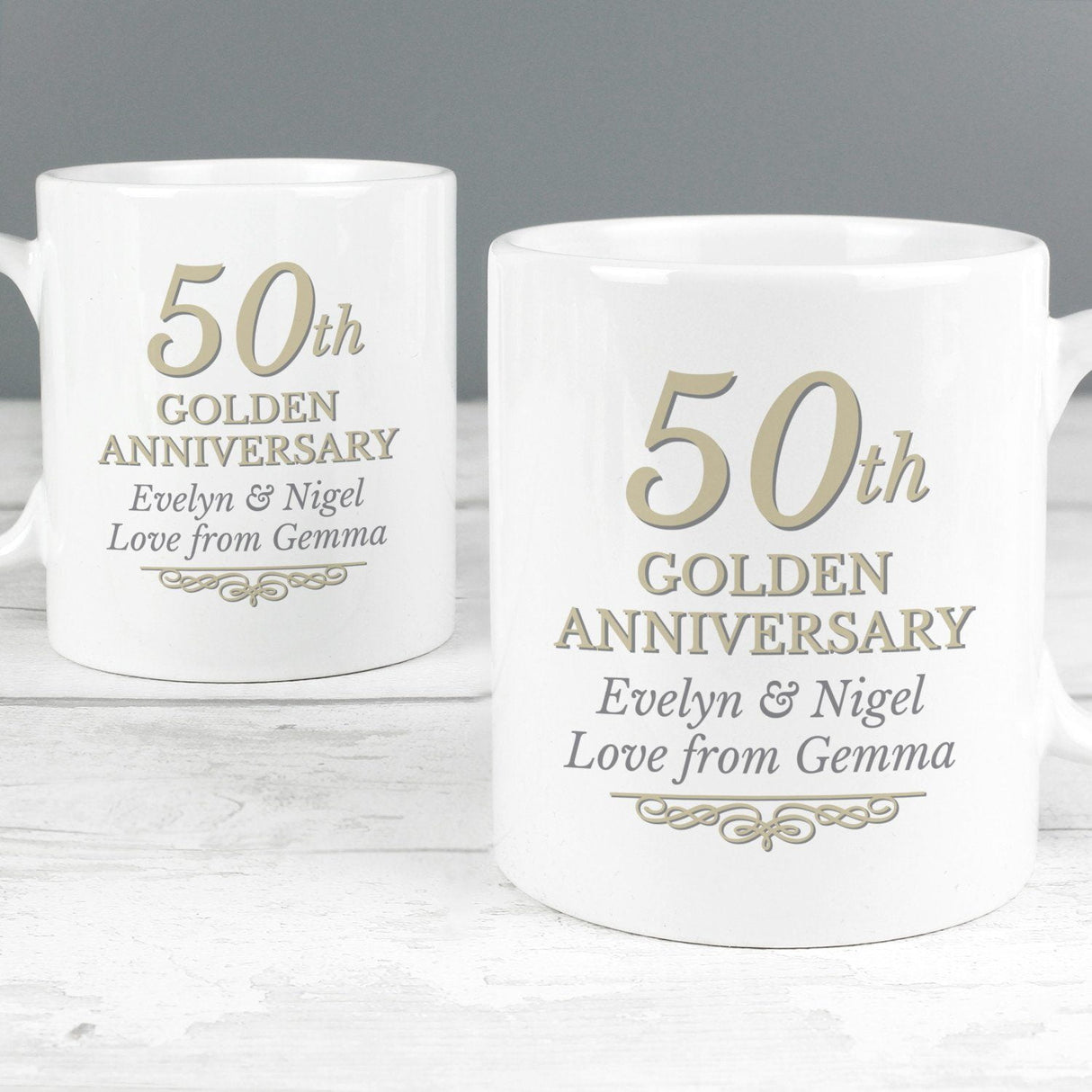 Personalised 50th Golden Anniversary Mug Set: 1 - Mugs By Gift Moments