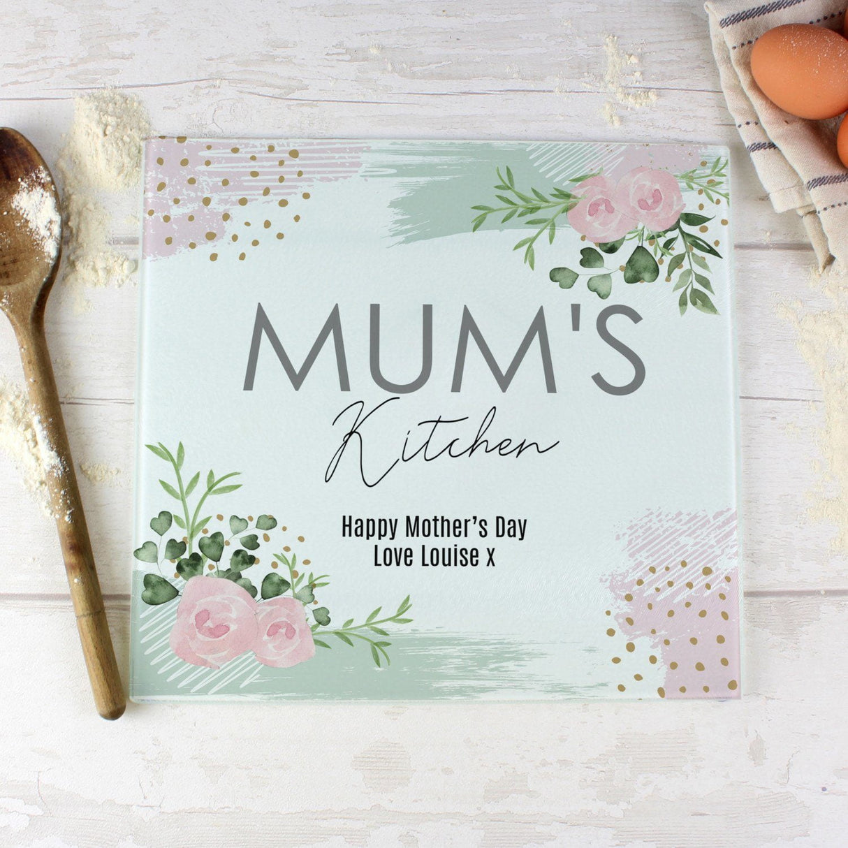 Personalised Abstract Rose Glass Chopping Board/Worktop Saver - Shop Chopping Boards At Gift Moments - 2