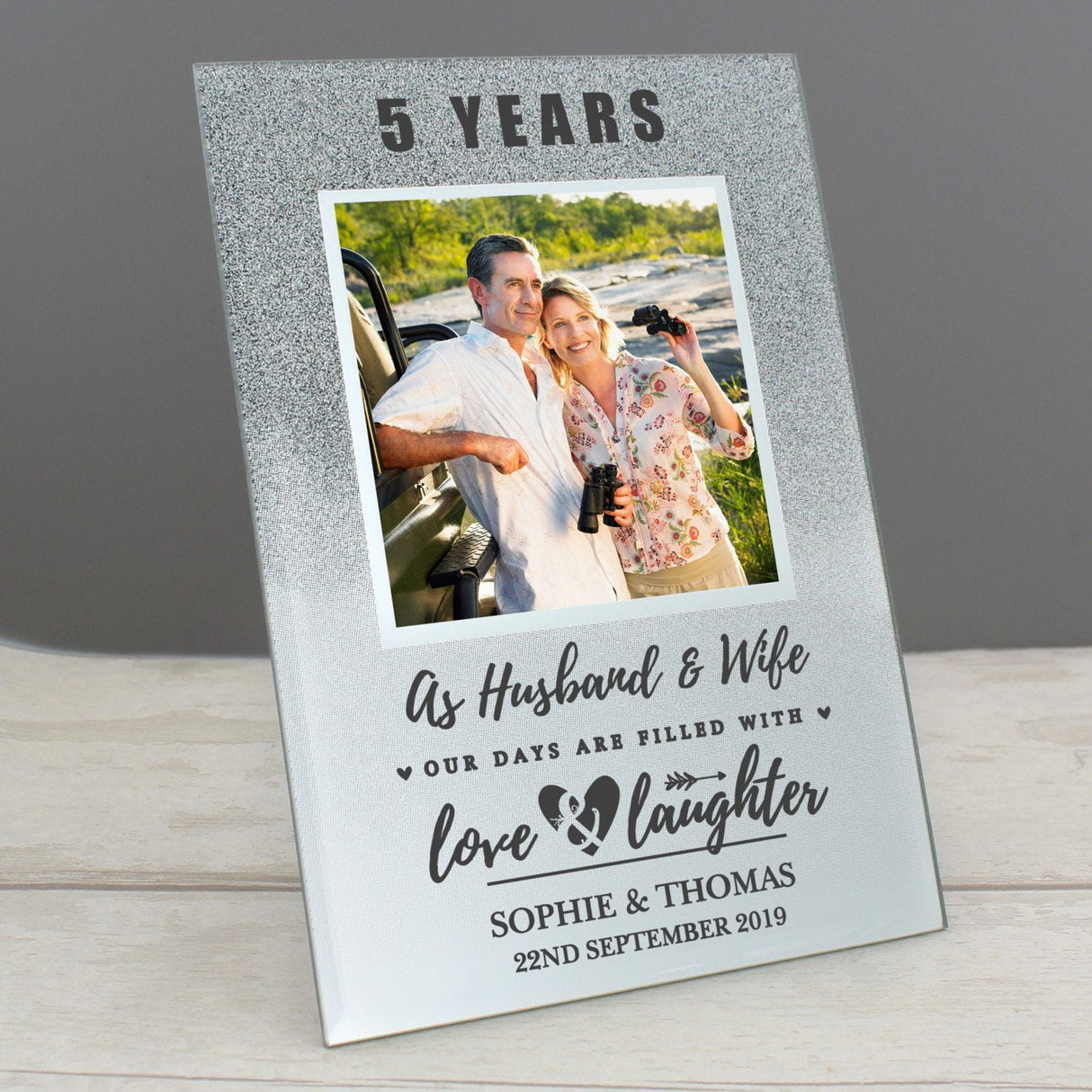 Personalised Anniversary 4x4 Glitter Glass Photo Frame: 1 - Photo Frames By Gift Moments