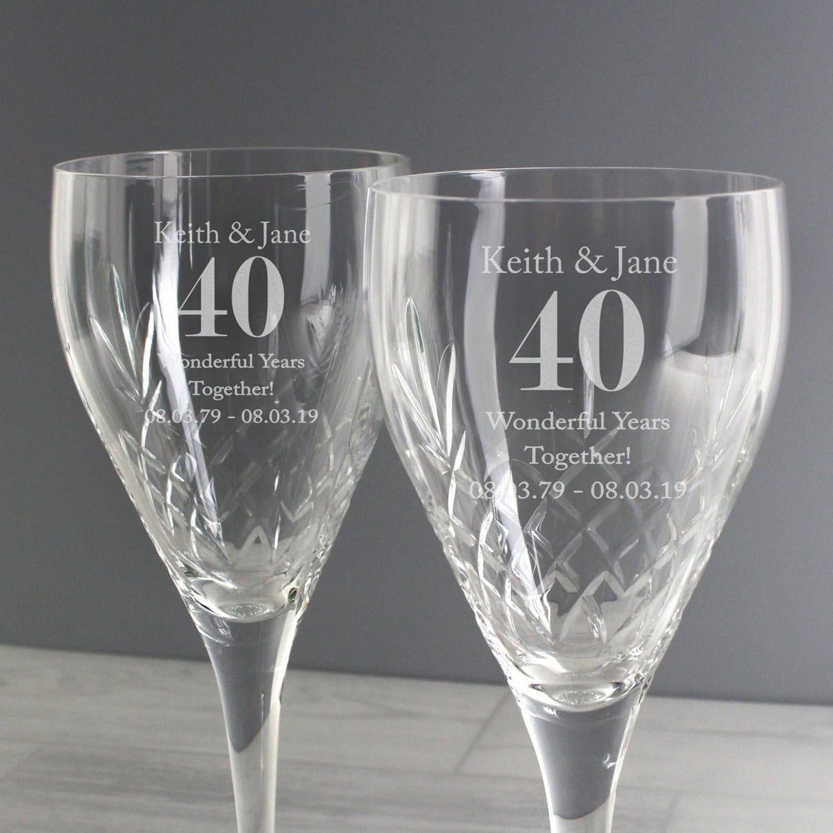 Anniversary Pair of Crystal Wine Glasses - Gift Moments