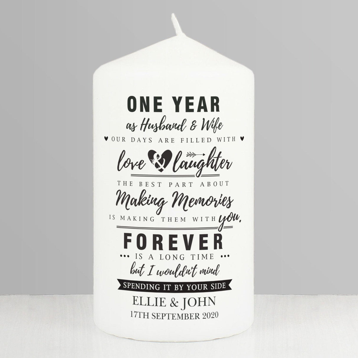 Personalised Anniversary Pillar Candle: 2 - Candles By Gift Moments
